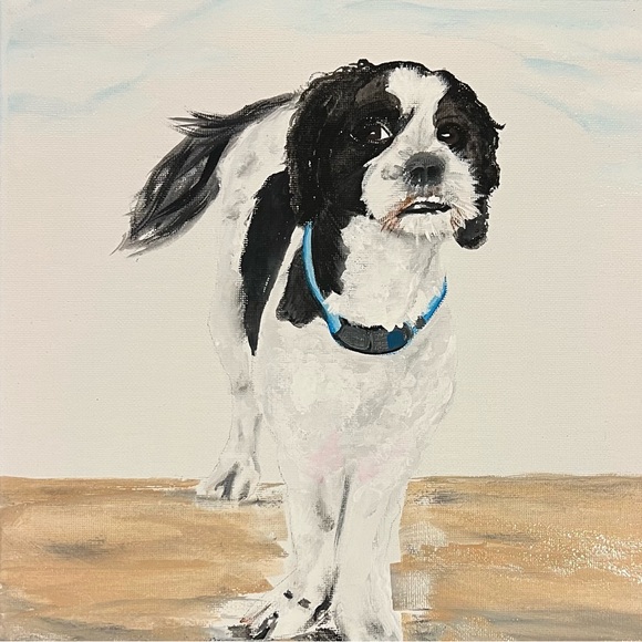Hand painted by artist pet animal dog cat portraits